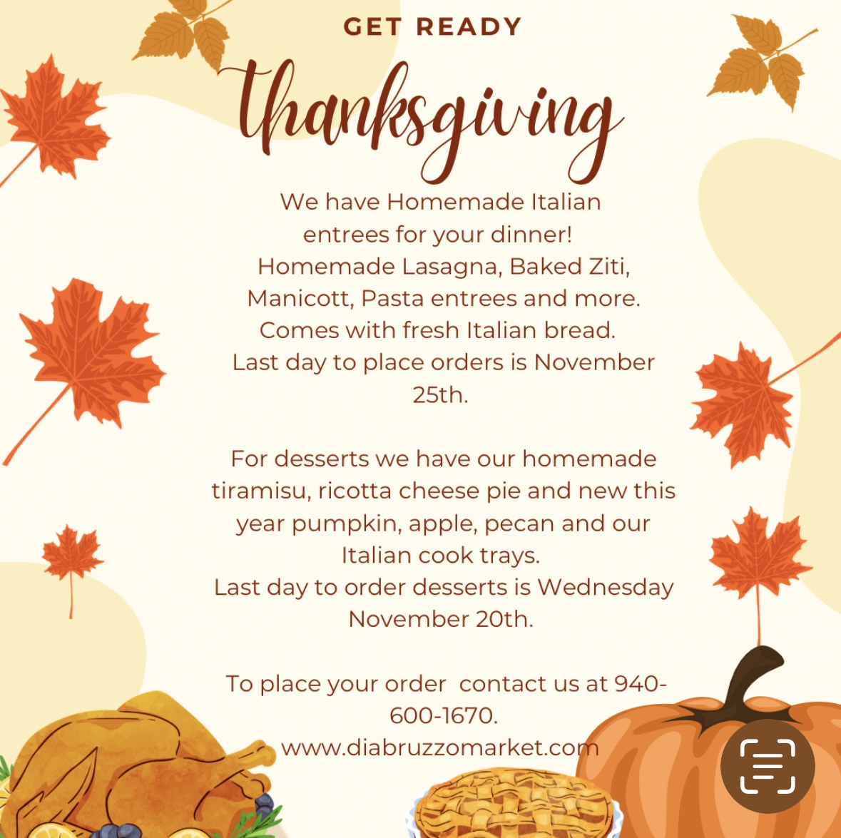 THANKSGIVING CATERING